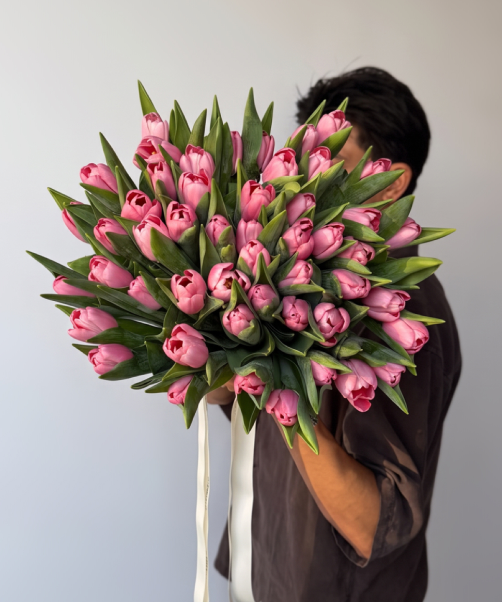 bright pink tulips bouquet